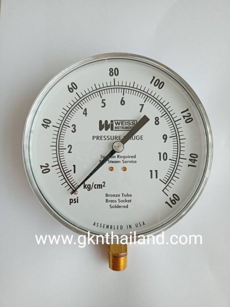 "WEISS" Pressure gauge Model : 4CTS-1 Range 0-160 psi & 0-11 kg/cm2 Body : sus304 Dial.4.5" Conn.brass 1/4"npt Bottom เกจวัดแรงดัน ยี่ห้อ "Weiss" รุ่น 4CTS-1 แรงดัน 0-160 psi & 0-11 kg/cm2 ขนาดหน้าปัทม์ 4.5" ตัวเ